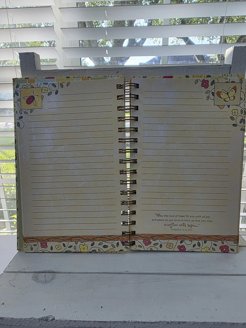 DaySpring Floral Spiral Journal with Butterfly & Ladybug Motifs - Yellow